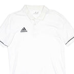 ADIDAS Mens White Black Logo Short Sleeve Cotton Blend Polo Shirt L Sports