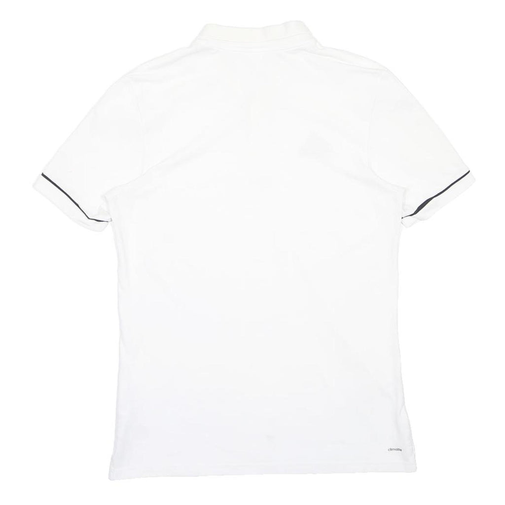 ADIDAS Mens White Black Logo Short Sleeve Cotton Blend Polo Shirt L Sports