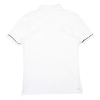 ADIDAS Mens White Black Logo Short Sleeve Cotton Blend Polo Shirt L Sports