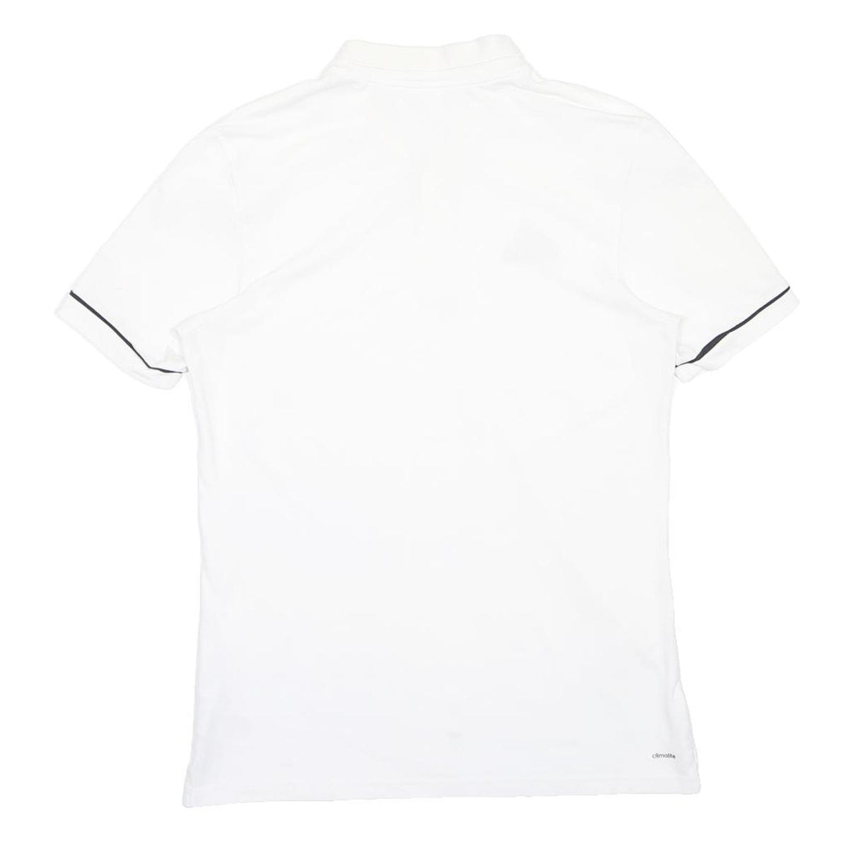 ADIDAS Mens White Black Logo Short Sleeve Cotton Blend Polo Shirt L Sports