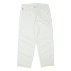 WEPPOS Mens White Relaxed Trousers W32 L28 Cotton Blend Zip Casual
