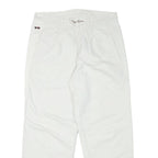 WEPPOS Mens White Relaxed Trousers W32 L28 Cotton Blend Zip Casual