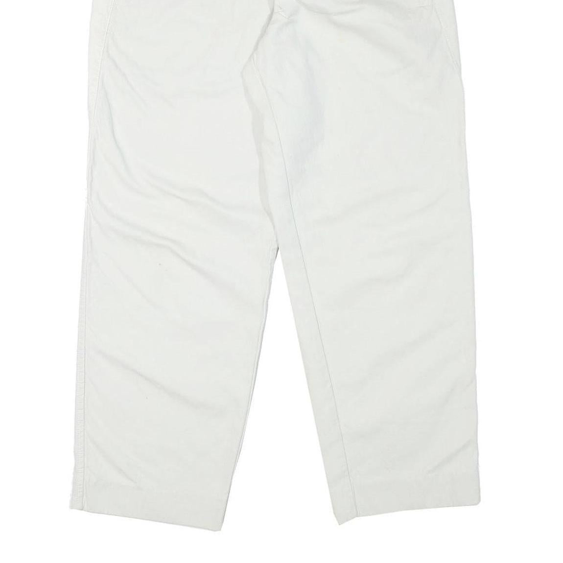 WEPPOS Mens White Relaxed Trousers W32 L28 Cotton Blend Zip Casual