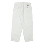 WEPPOS Mens White Relaxed Trousers W32 L28 Cotton Blend Zip Casual