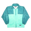 CAPT COOK Mens Green & Teal Polyester Blend Zip Jacket L Vintage 90s Windbreaker