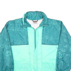 CAPT COOK Mens Green & Teal Polyester Blend Zip Jacket L Vintage 90s Windbreaker