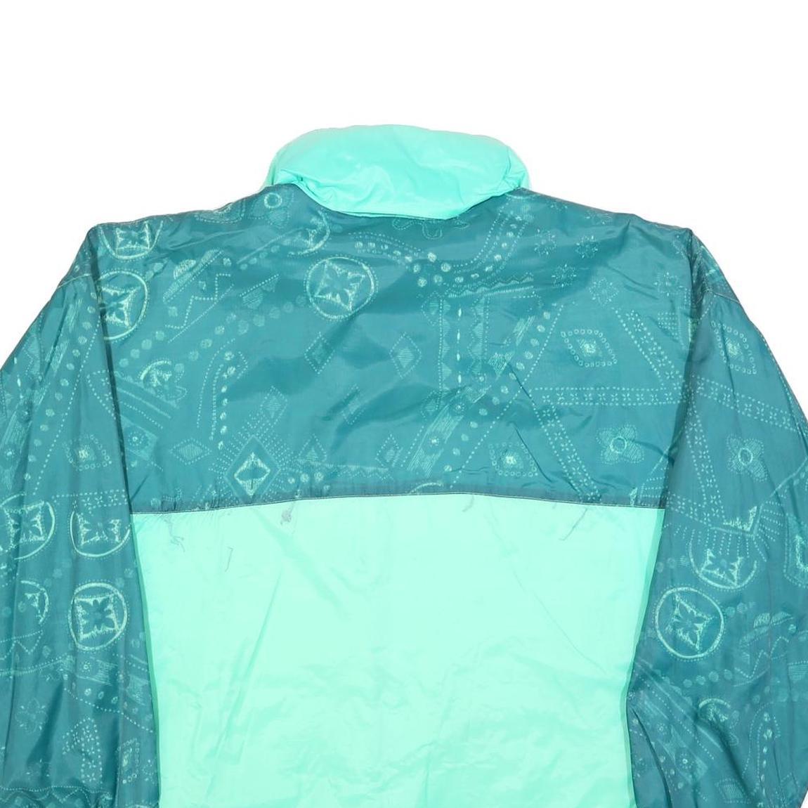 CAPT COOK Mens Green & Teal Polyester Blend Zip Jacket L Vintage 90s Windbreaker