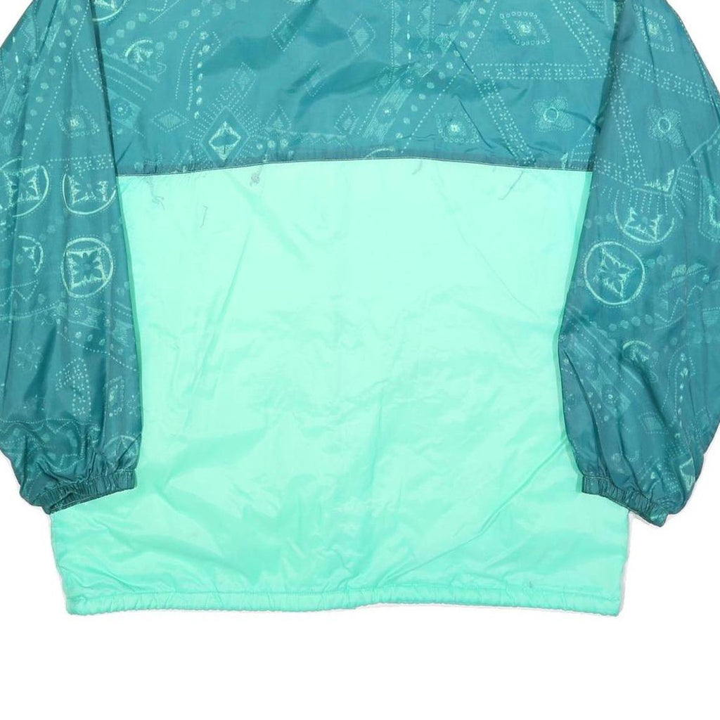CAPT COOK Mens Green & Teal Polyester Blend Zip Jacket L Vintage 90s Windbreaker