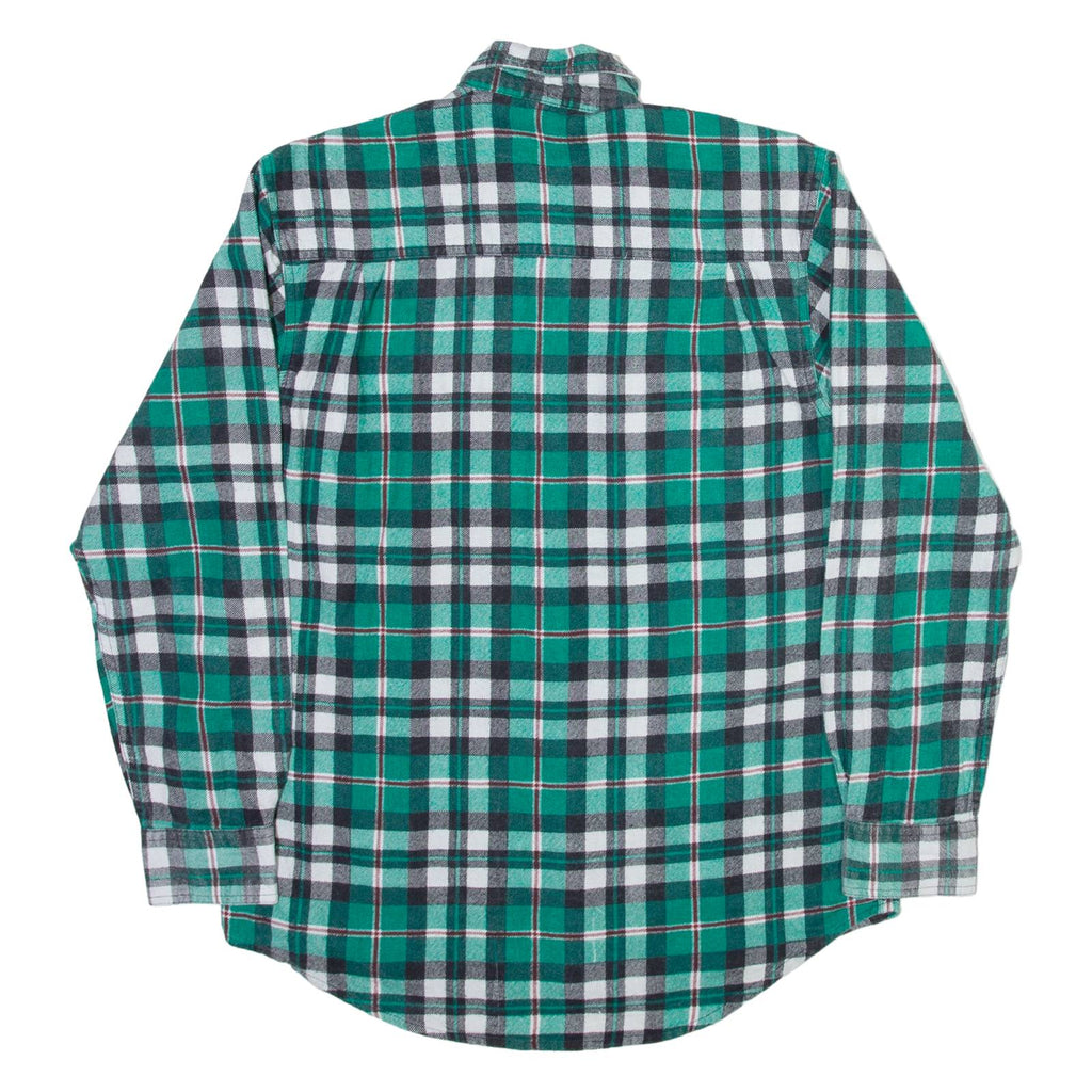 Mens Flannel Shirt Green Check Long Sleeve S