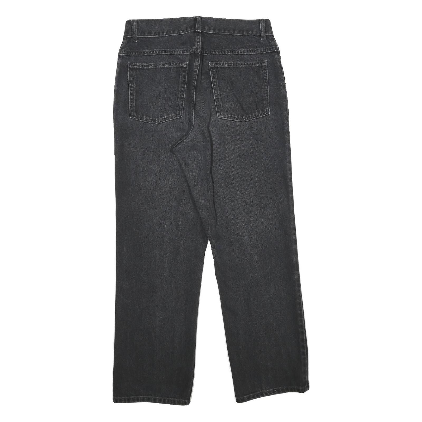 LL BEAN Womens Classic Black Denim Jeans W30 L30 Zip Cotton Casual