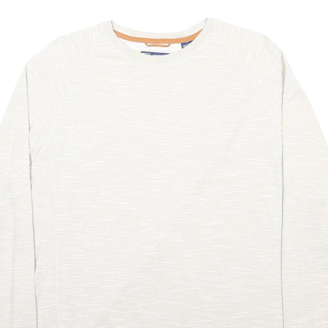 CHAPS Mens White Crew Neck Sweatshirt M Casual Cotton Blend Pullover