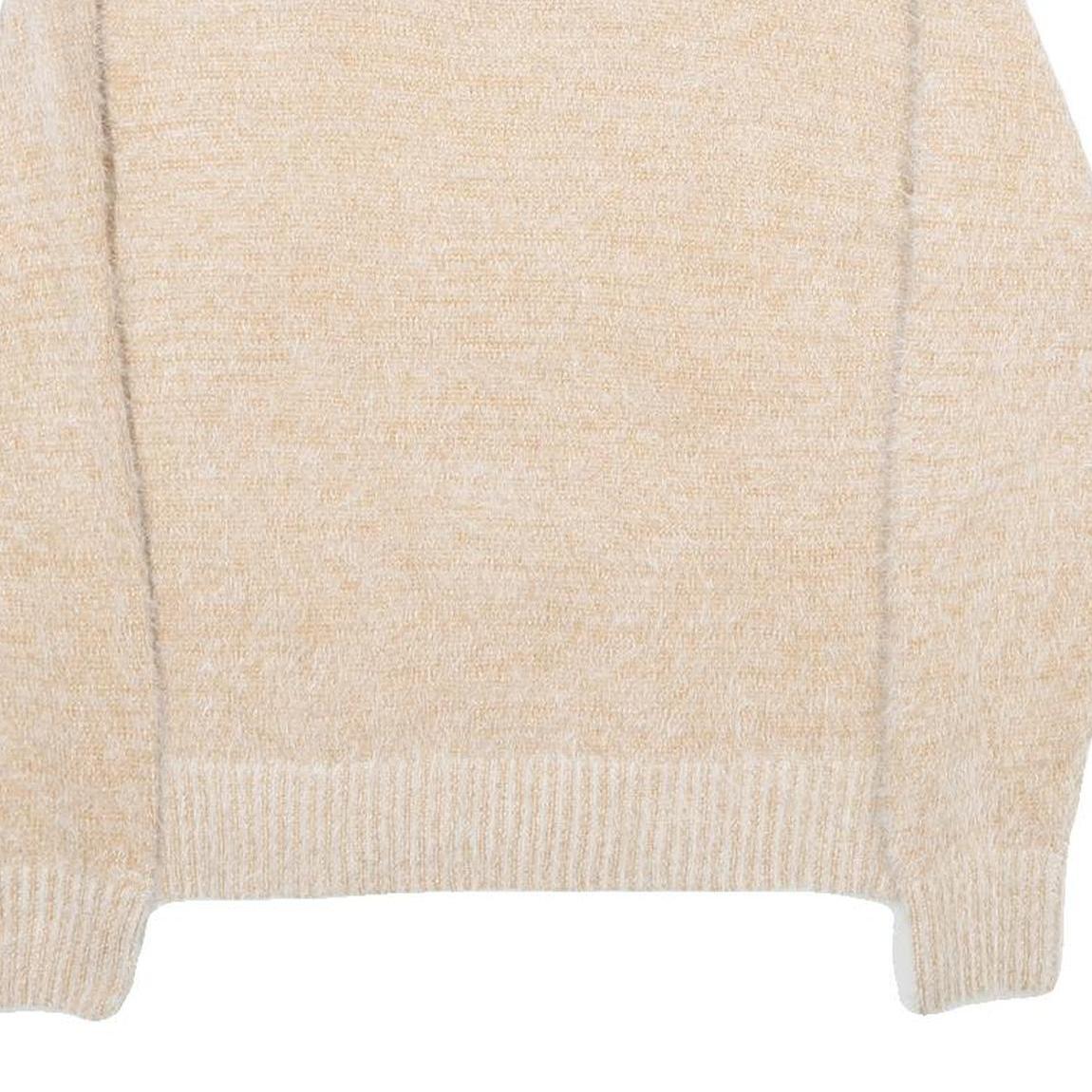 FALLS CREEK Womens Beige Plain Pullover Jumper Crew Neck Basic Knit M