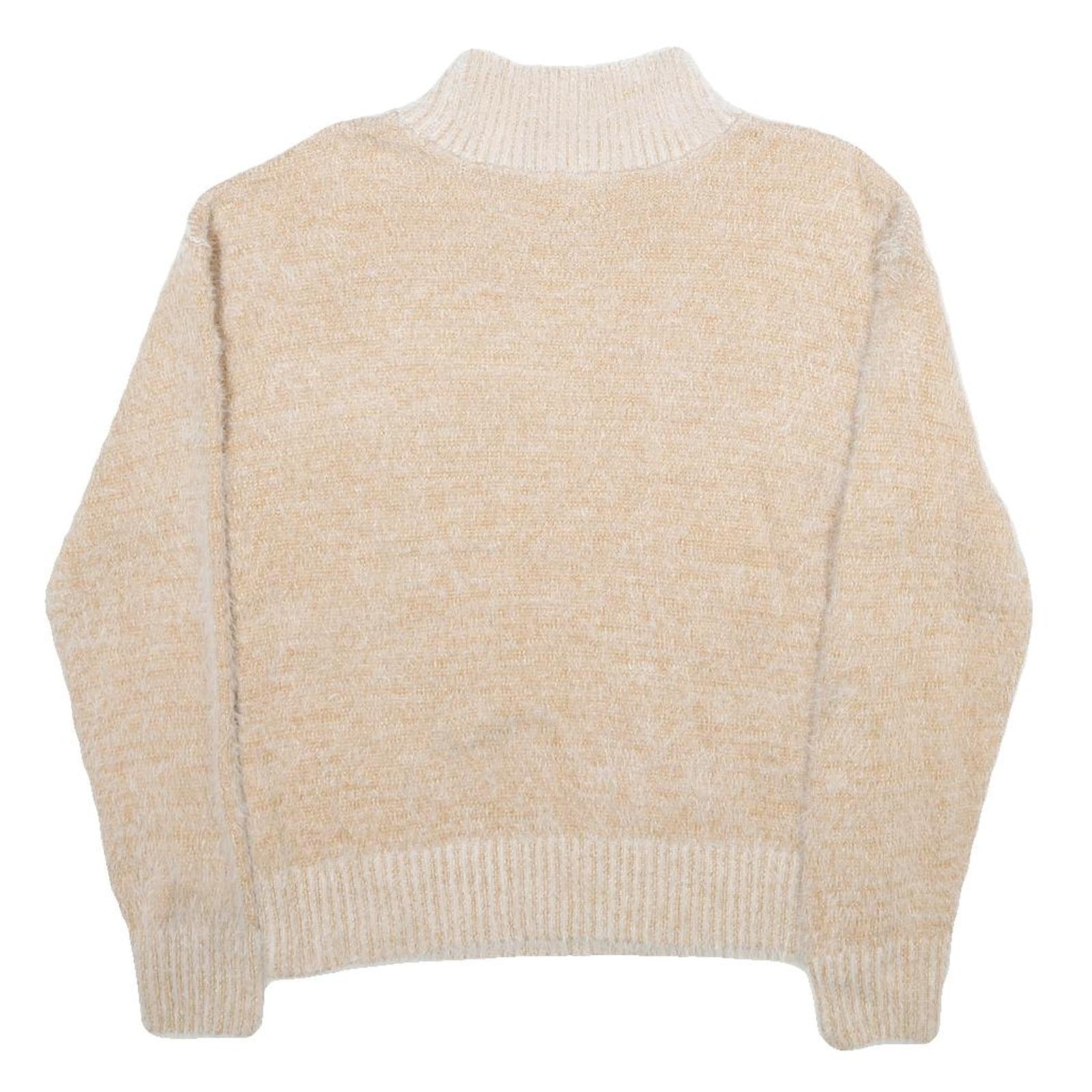 FALLS CREEK Womens Beige Plain Pullover Jumper Crew Neck Basic Knit M