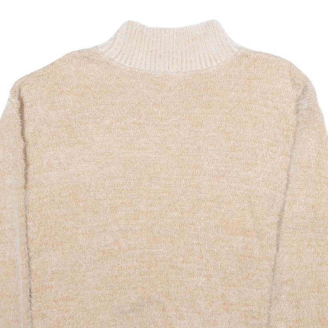 FALLS CREEK Womens Beige Plain Pullover Jumper Crew Neck Basic Knit M