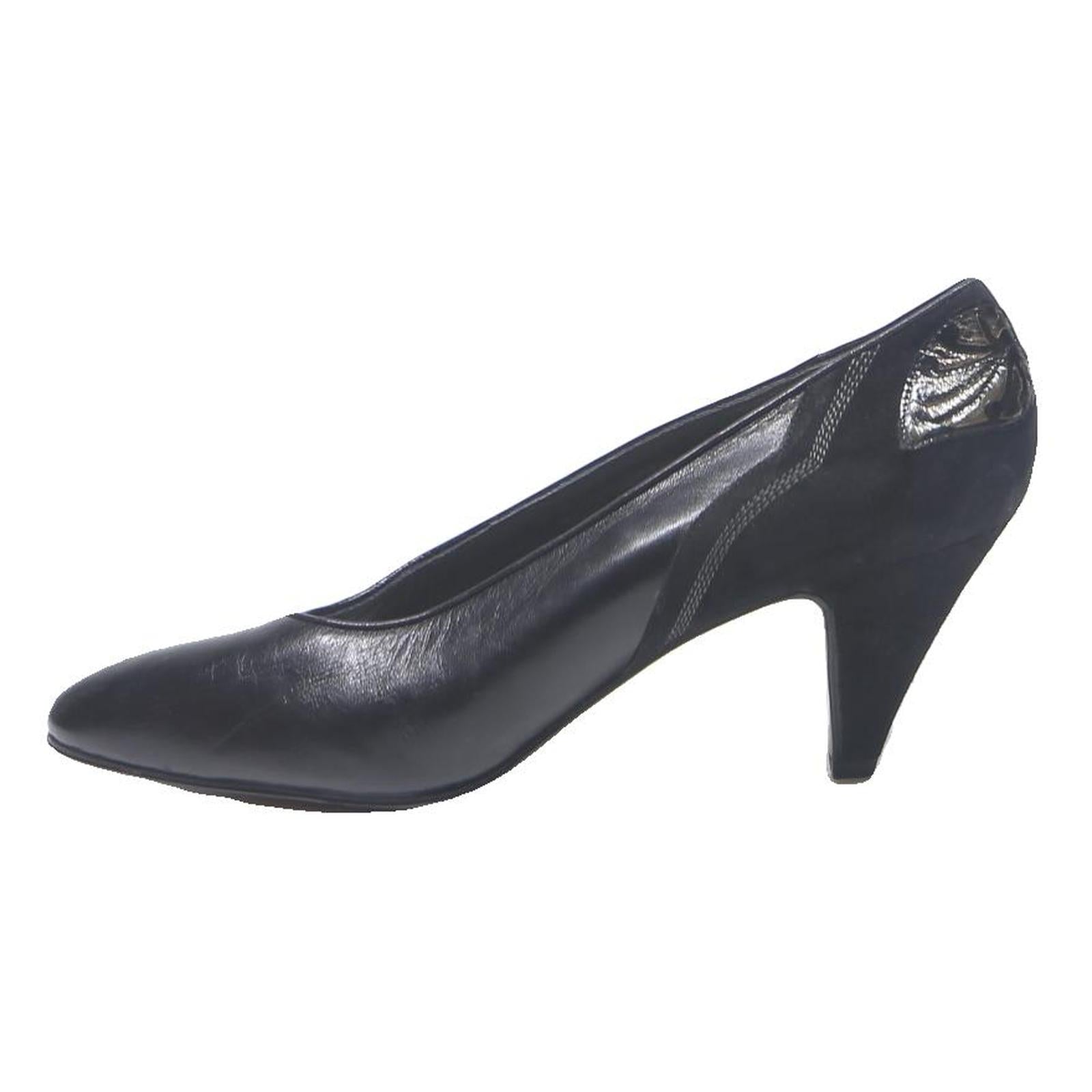 CHEZ ARMANDO Womens Black Leather Pointed Court Shoes UK 7 Classic Elegant
