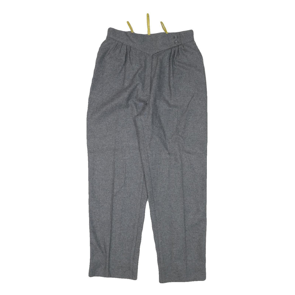 C&A Womens Wool Grey Relaxed Tapered Trousers W27 L27 Classic Zip Closure