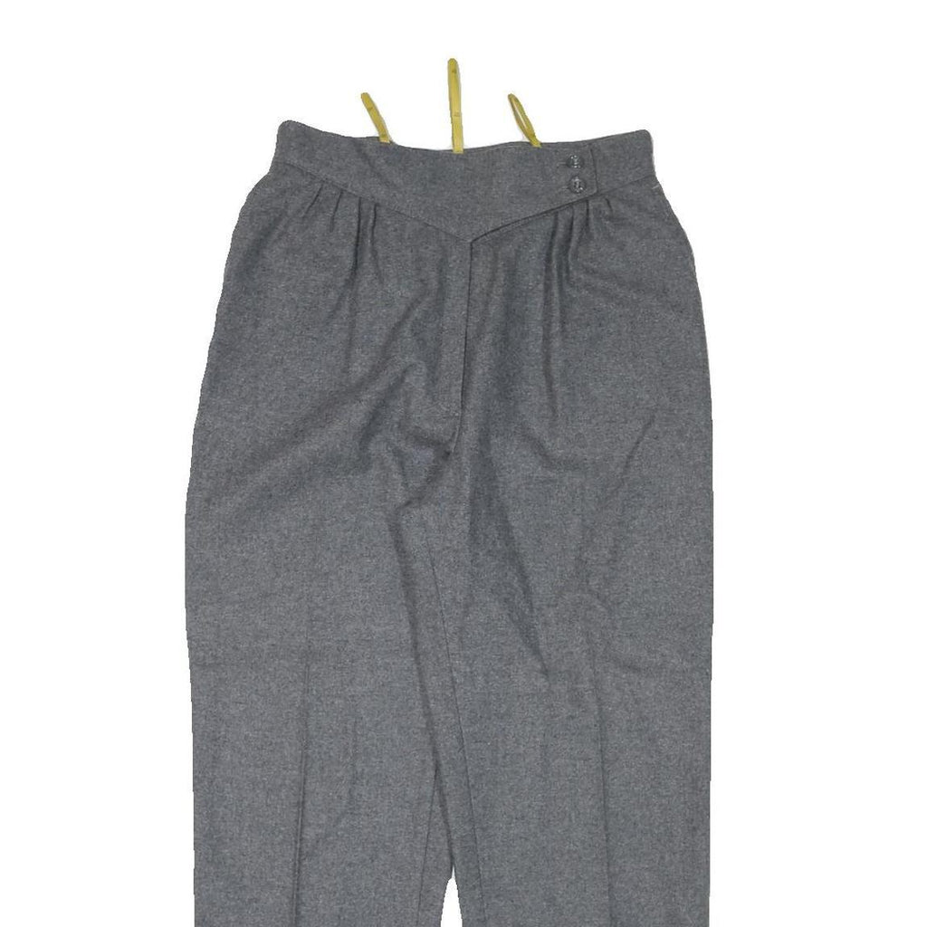 C&A Womens Wool Grey Relaxed Tapered Trousers W27 L27 Classic Zip Closure