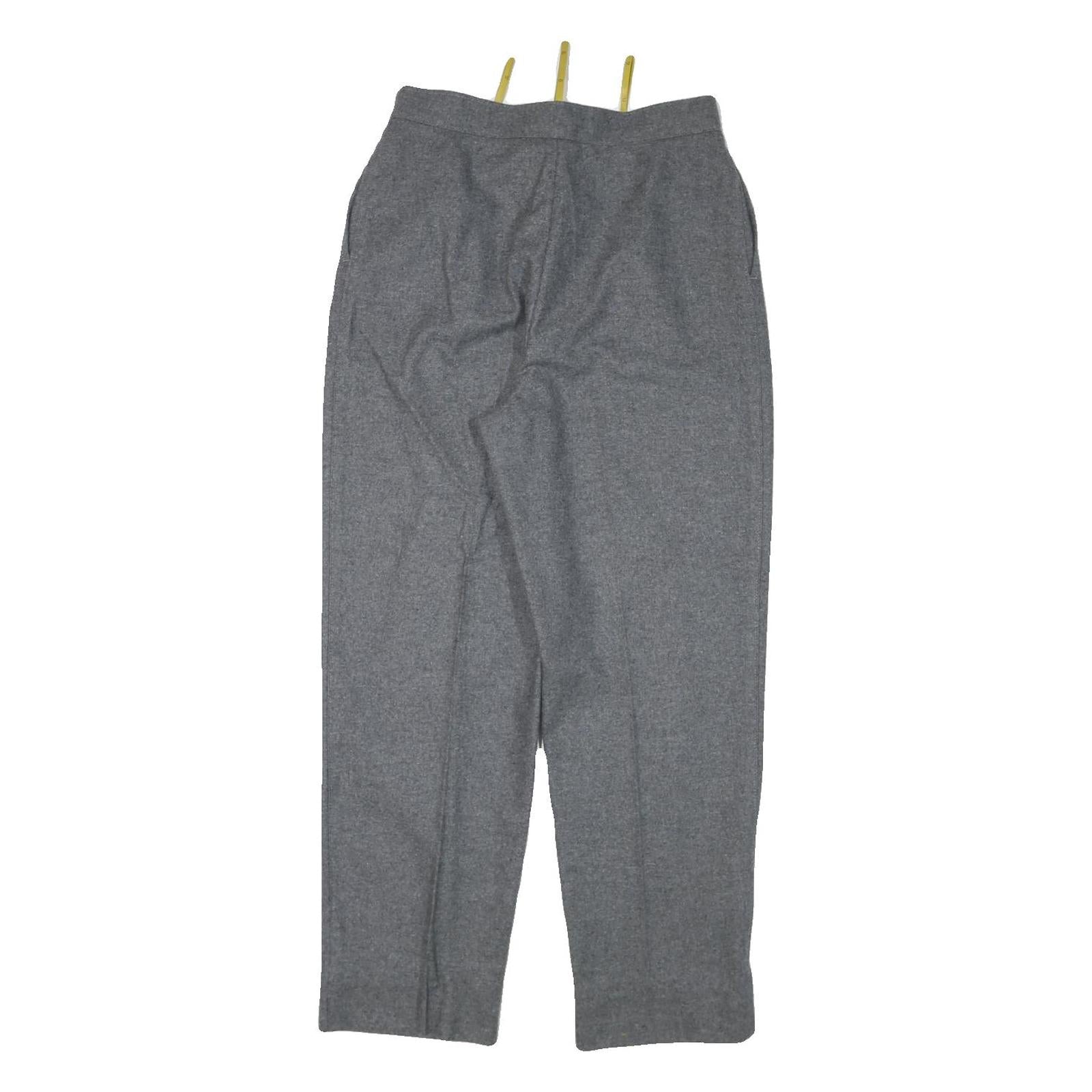 C&A Womens Wool Grey Relaxed Tapered Trousers W27 L27 Classic Zip Closure