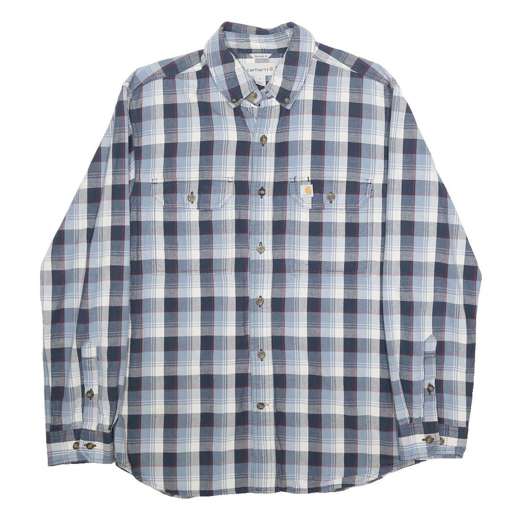 CARHARTT Mens Blue & White Check Shirt M Casual Cotton Long Sleeve Button Shirt