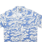 MOANA SHIRT CO. Mens Blue & White Hawaiian Shirt XL Beach Comfort Casual