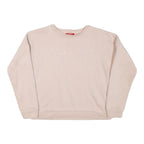 GUESS Womens Cream Sweatshirt Crew Neck S Embroidered Logo Casual Pullover