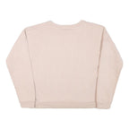 GUESS Womens Cream Sweatshirt Crew Neck S Embroidered Logo Casual Pullover