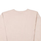 GUESS Womens Cream Sweatshirt Crew Neck S Embroidered Logo Casual Pullover