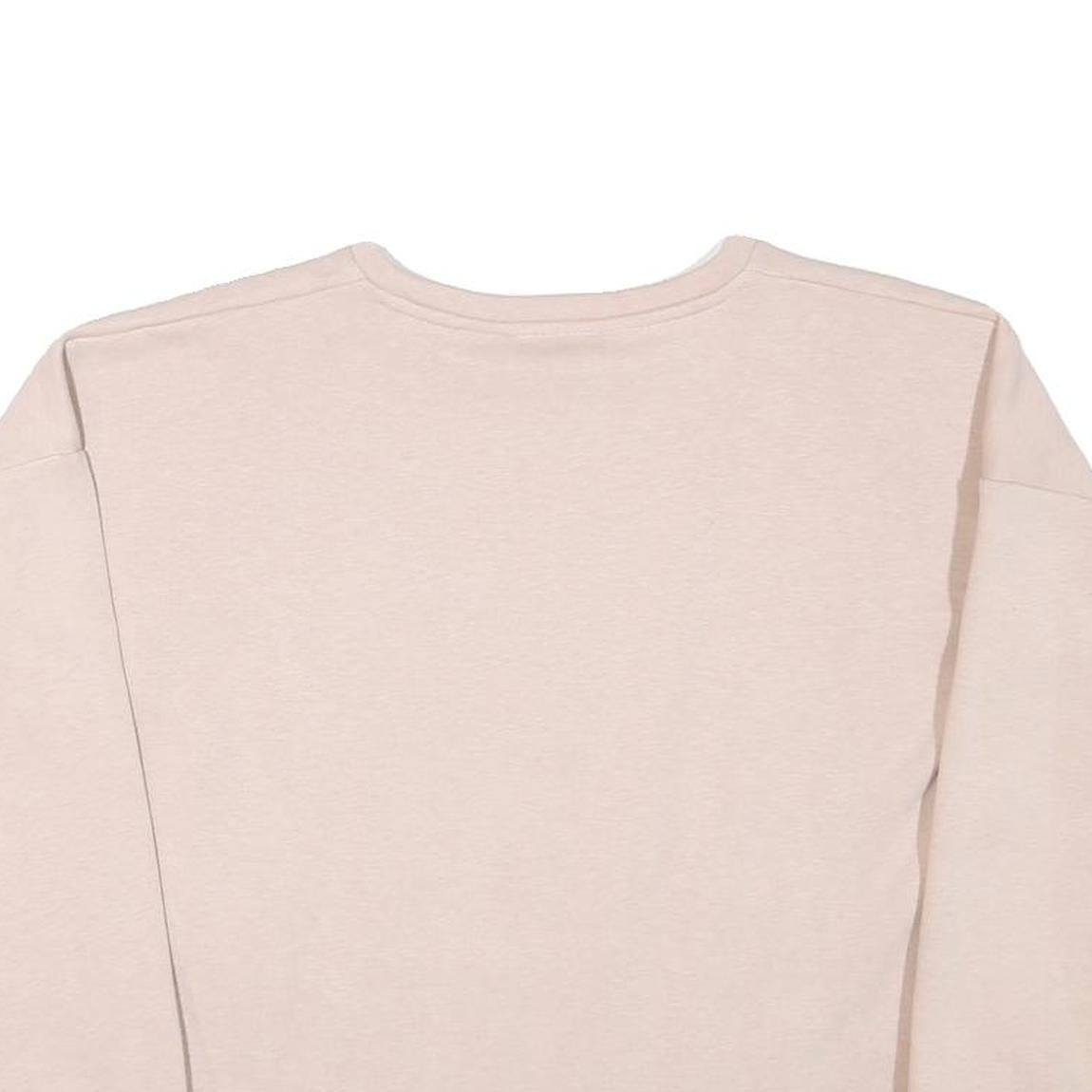 GUESS Womens Cream Sweatshirt Crew Neck S Embroidered Logo Casual Pullover