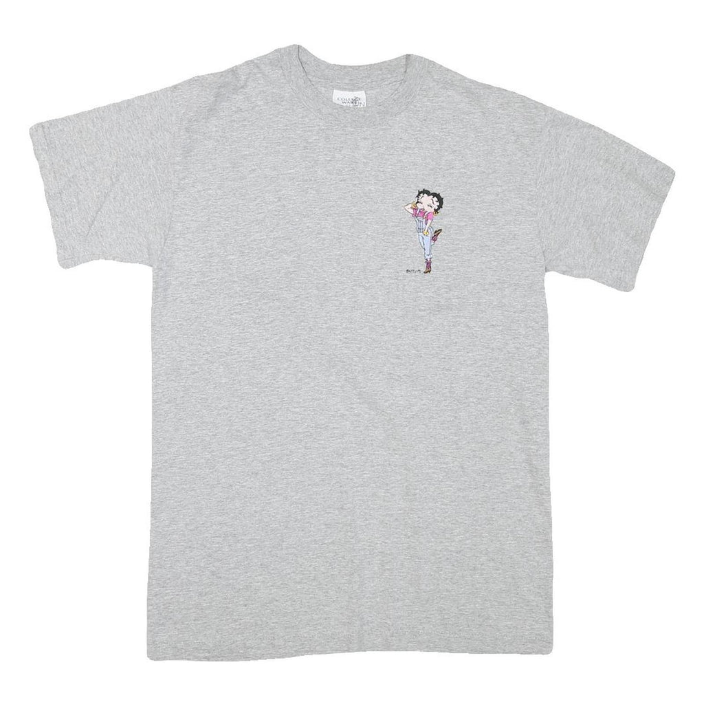 COLLEGE WEAR Mens Grey Betty Boop Graphic T-Shirt M Short Sleeve Crew Neck Retro
