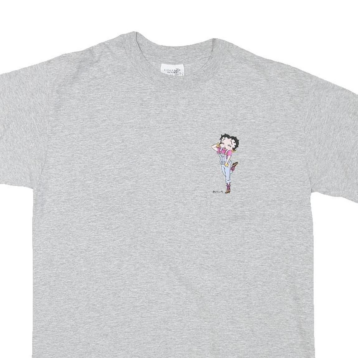 COLLEGE WEAR Mens Grey Betty Boop Graphic T-Shirt M Short Sleeve Crew Neck Retro