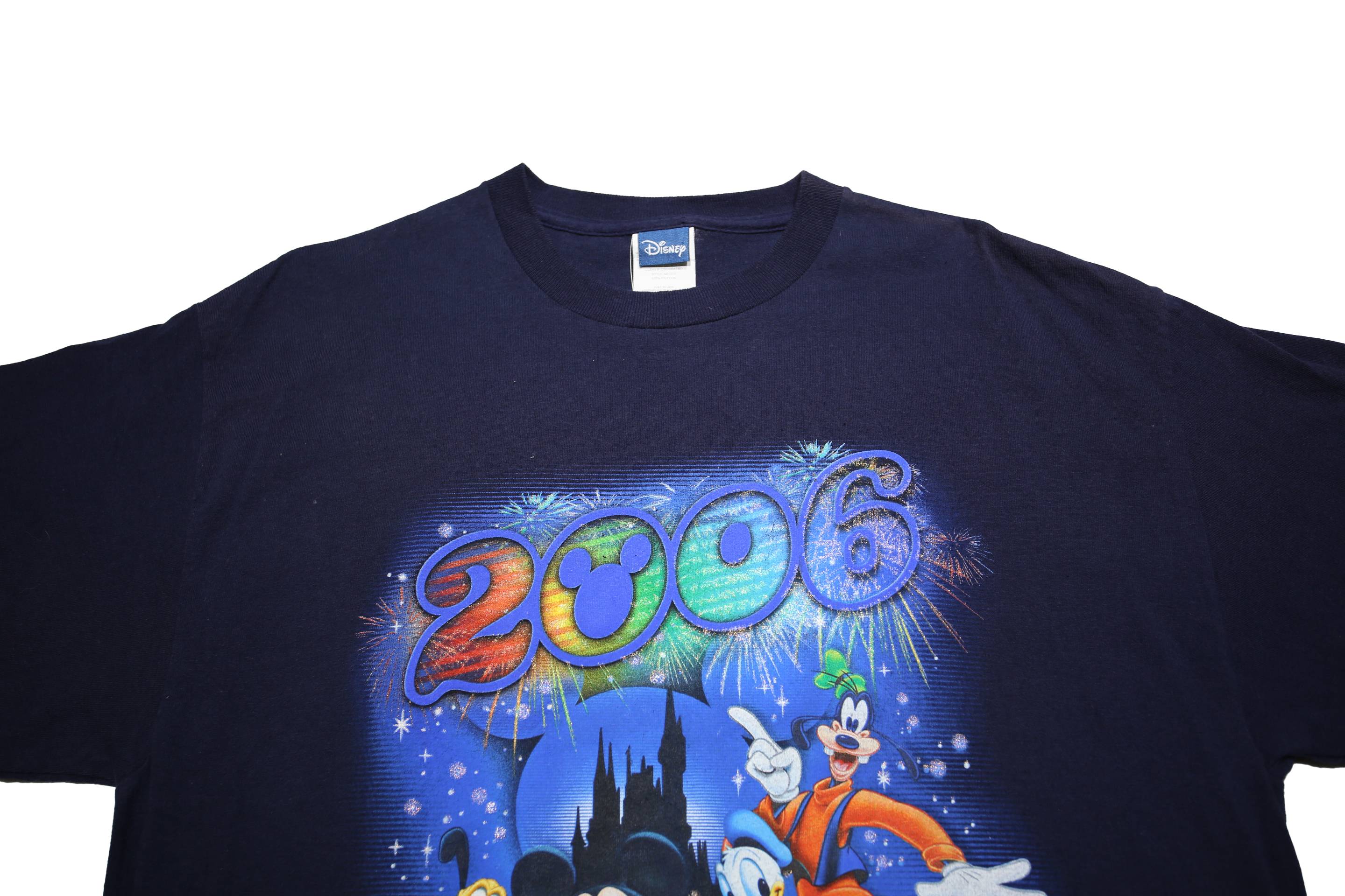 DISNEY Mens Navy Blue Mickey Mouse T-Shirt L Short Sleeve Crew Neck Cartoon