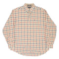 TOMMY HILFIGER Mens Beige & Red Checked Shirt XL Button Down Casual Cotton