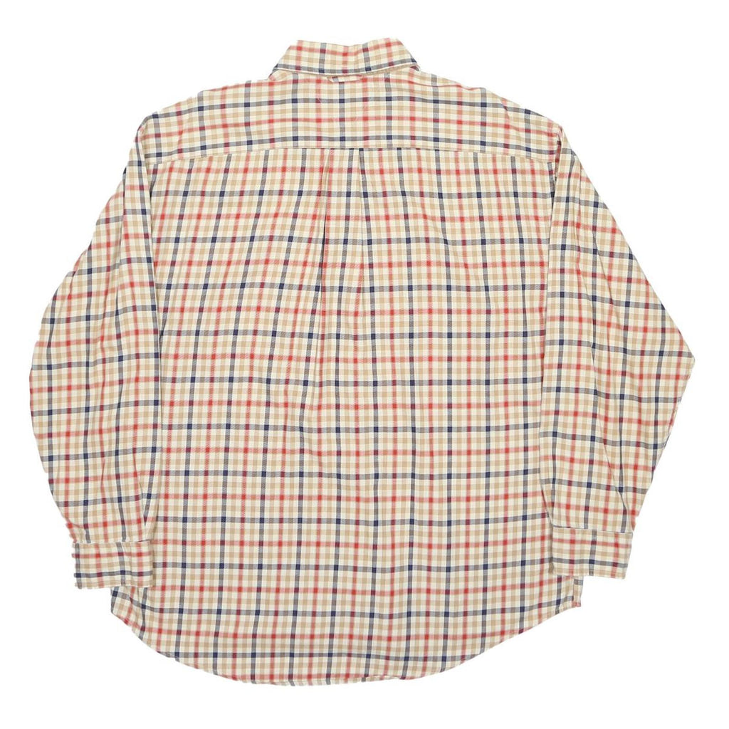 TOMMY HILFIGER Mens Beige & Red Checked Shirt XL Button Down Casual Cotton