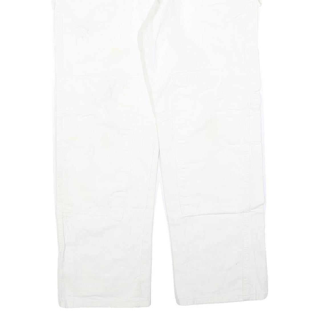 DICKIES Mens Relaxed White Cotton Blend Jeans W36 L30 Workwear Utility Zip