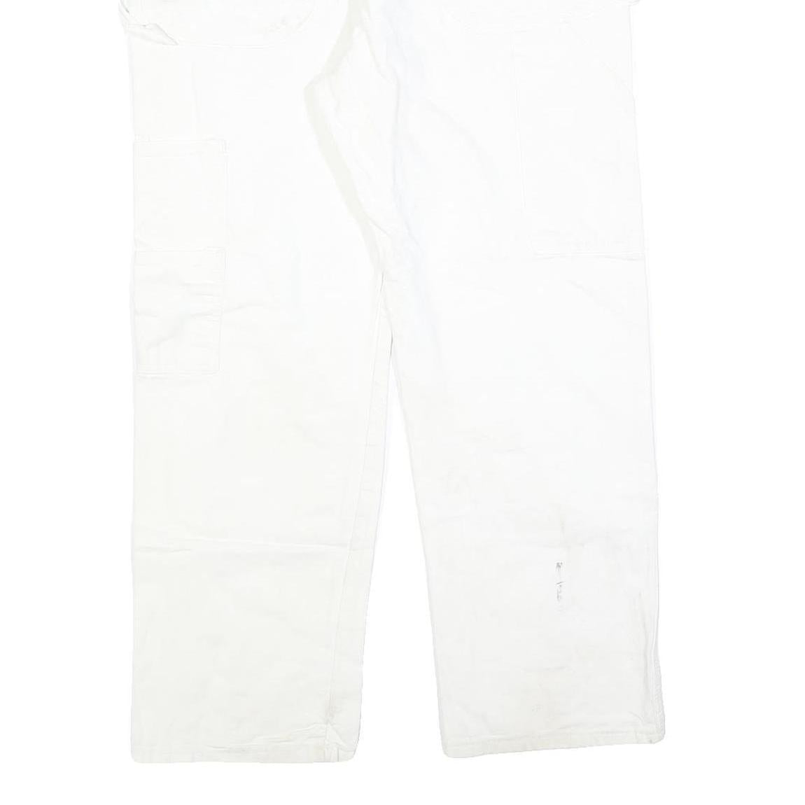 DICKIES Mens Relaxed White Cotton Blend Jeans W36 L30 Workwear Utility Zip