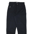 HIS Mens Cotton Blend Black Regular Fit Straight Leg Trousers W28 L28 Zip