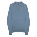 REISS Mens Blue Plain 1/4 Zip Pullover Jumper Wool Knit Regular S Stylish Warm