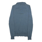 REISS Mens Blue Plain 1/4 Zip Pullover Jumper Wool Knit Regular S Stylish Warm
