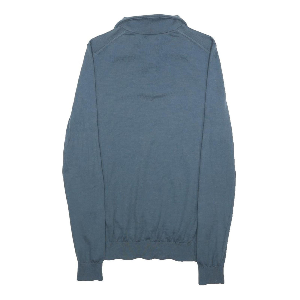 REISS Mens Blue Plain 1/4 Zip Pullover Jumper Wool Knit Regular S Stylish Warm