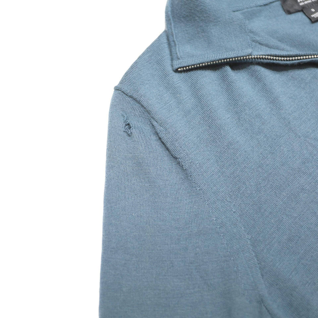 REISS Mens Blue Plain 1/4 Zip Pullover Jumper Wool Knit Regular S Stylish Warm