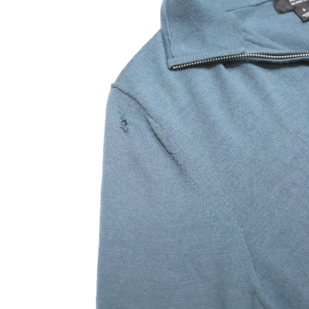 REISS Mens Blue Plain 1/4 Zip Pullover Jumper Wool Knit Regular S Stylish Warm