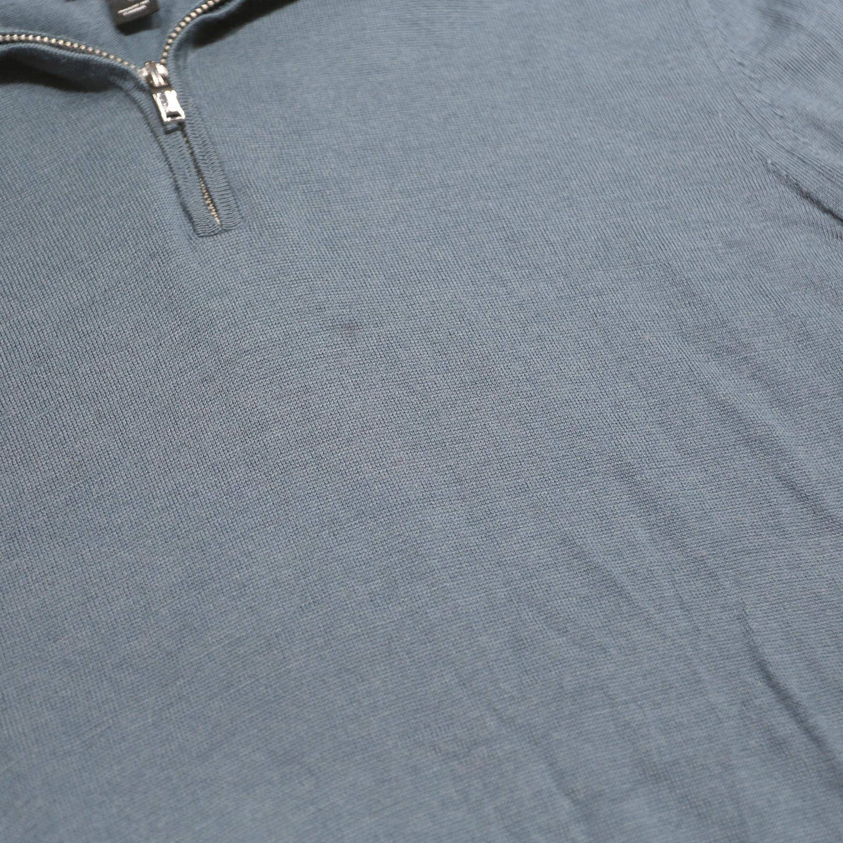 REISS Mens Blue Plain 1/4 Zip Pullover Jumper Wool Knit Regular S Stylish Warm