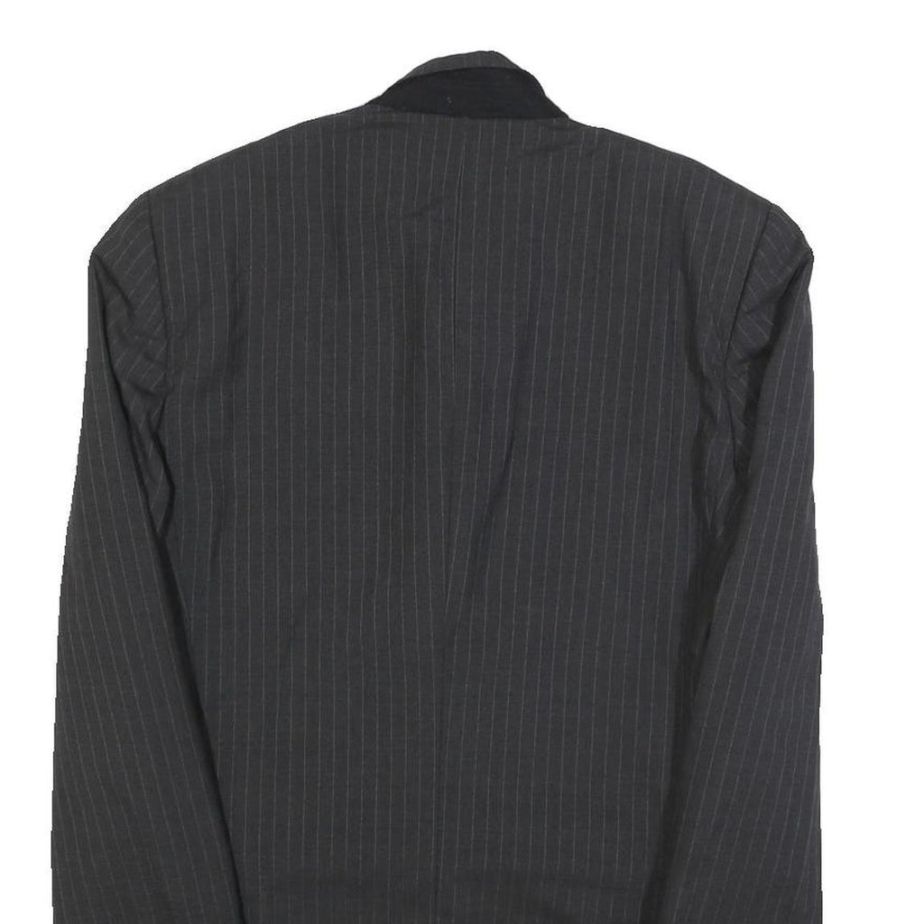 LANVIN Mens Grey Pinstripe Wool Classic Jacket M Button Closure Tailored