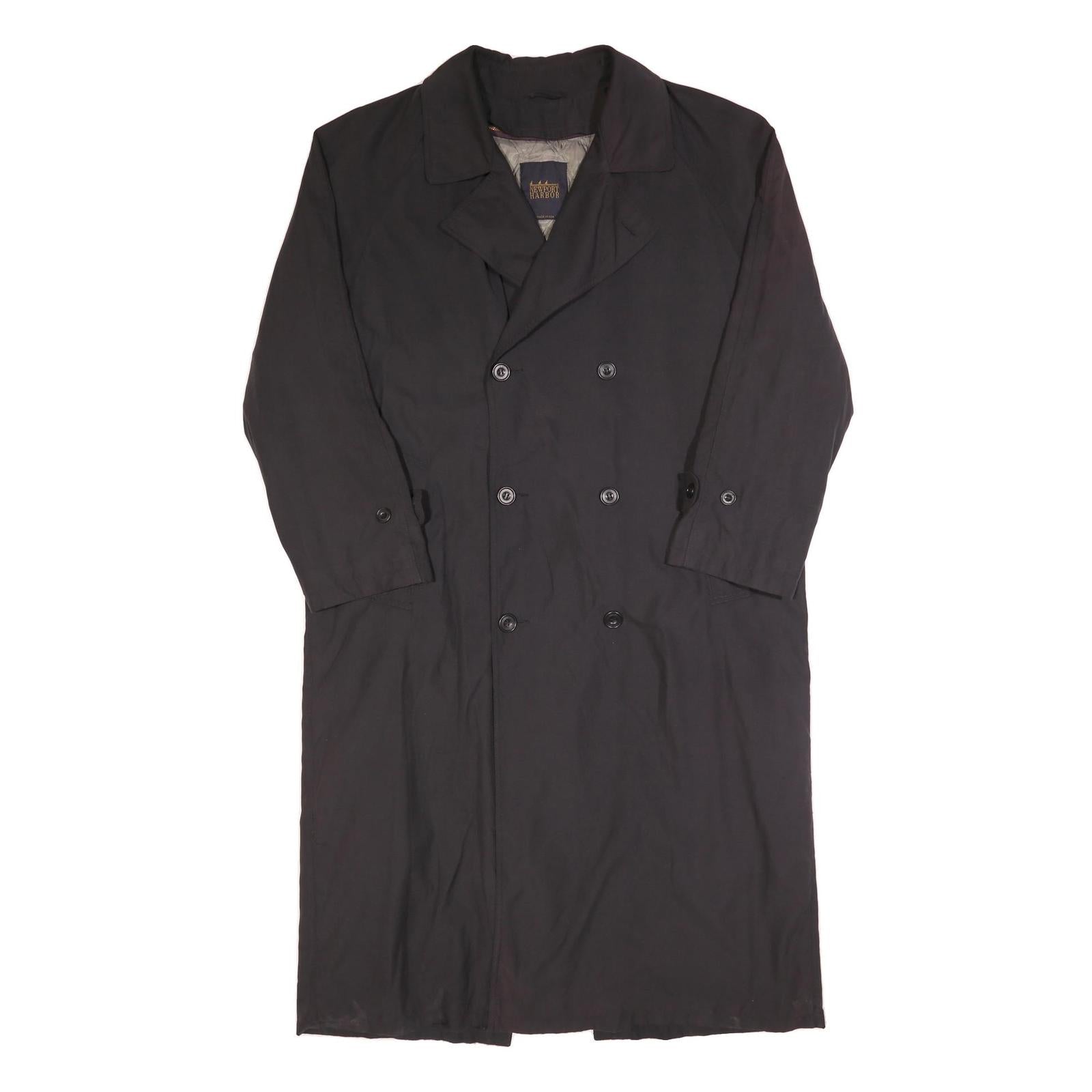 NEWPORT HARBOR Mens Black Classic Jacket L Polyester Button Plain Long Sleeve