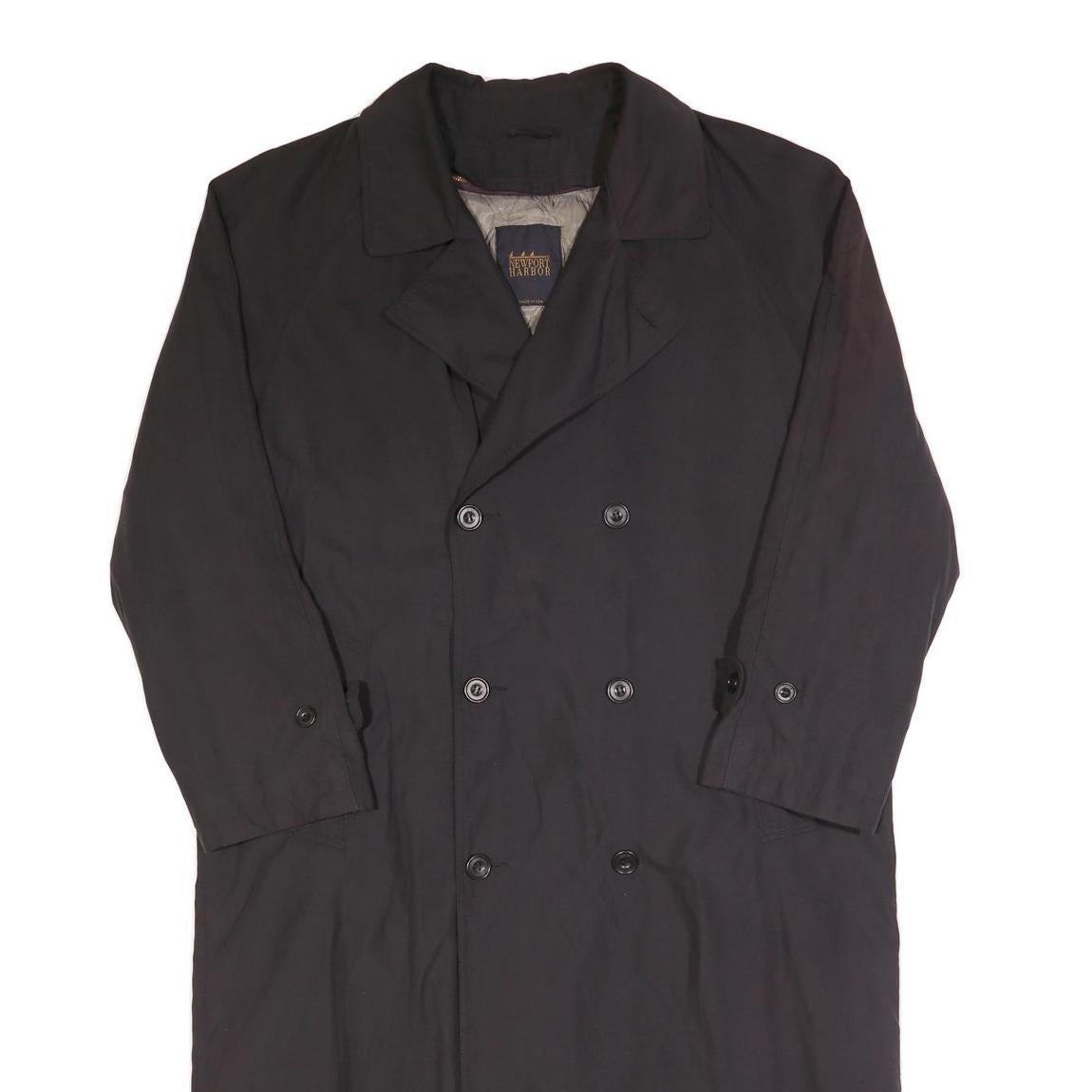 NEWPORT HARBOR Mens Black Classic Jacket L Polyester Button Plain Long Sleeve