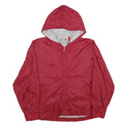 F GOODS Mens Red Nylon Zip Hooded Jacket L Lightweight Casual Outerwear