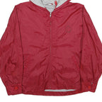 F GOODS Mens Red Nylon Zip Hooded Jacket L Lightweight Casual Outerwear