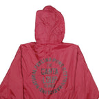 F GOODS Mens Red Nylon Zip Hooded Jacket L Lightweight Casual Outerwear