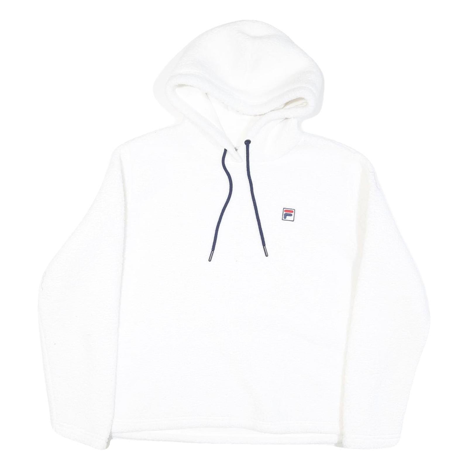 FILA Womens White Hoodie XL Polyester Blend Casual Wear Drawstring Hood