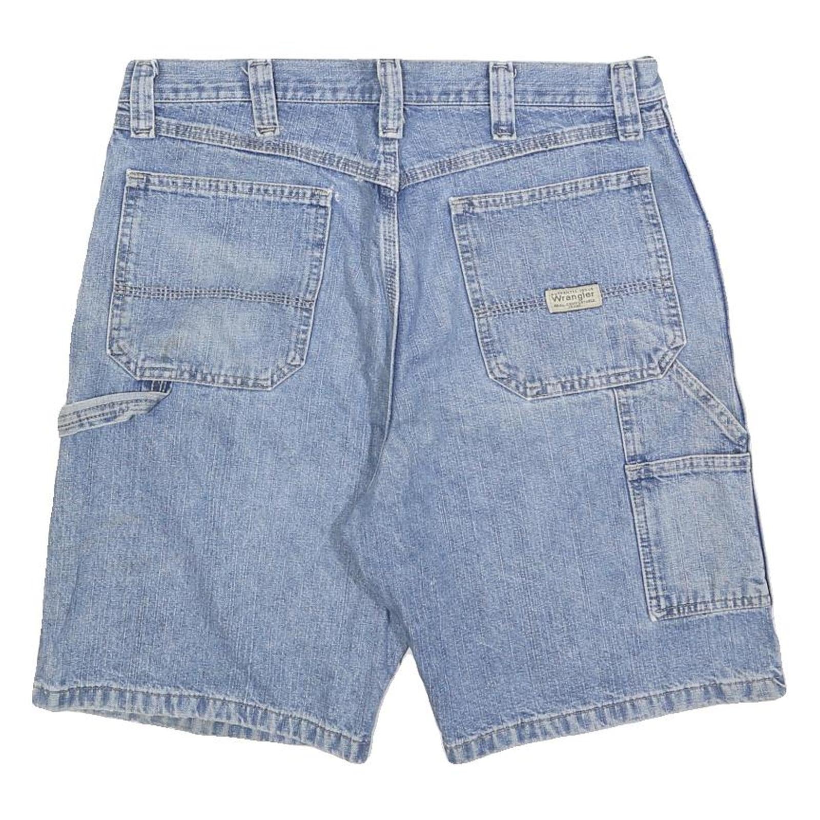 WRANGLER Mens Shorts Blue Denim Casual M W34 Workwear Cotton Blend